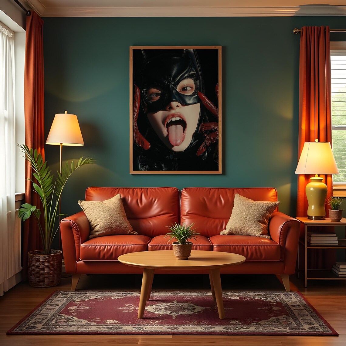 Playful Cat Mask Portrait Pop Art Edgy Female Statement Poster - Image 3