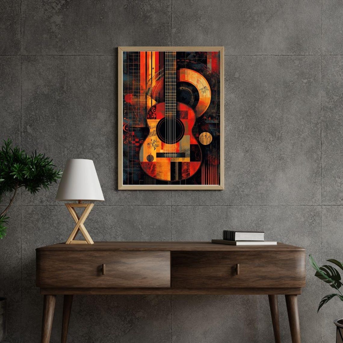 Abstract Guitar Art Print Vibrant Musical Instrument Wall Decor Bold Modern Artwork For Music Lovers - Image 2