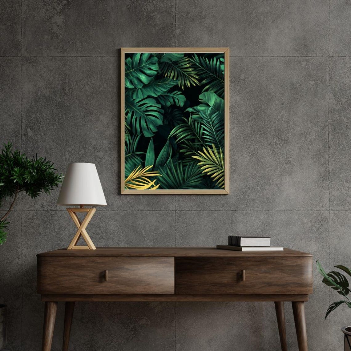 Tropical Jungle Leaf Wall Art Botanical Greenery Print Modern Monstera And Palm Leaves Decor Vibrant Tropical Plant Poster - Image 2