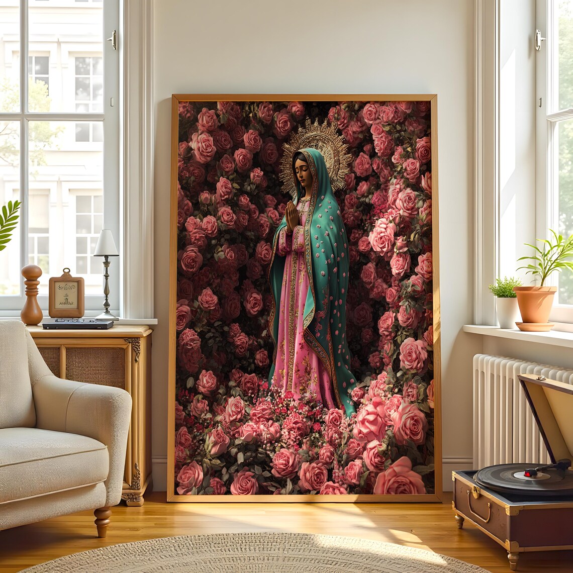 Our Lady Of Guadalupe Roses Religious Floral Catholic Art Poster - Image 3