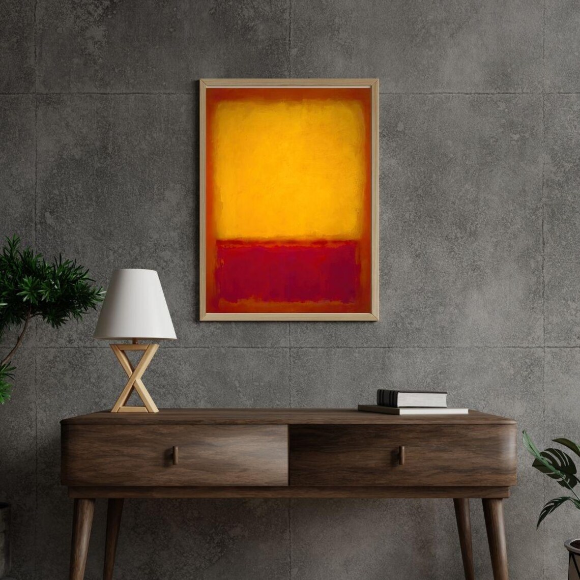 Golden Yellow And Red Abstract Color Field Minimalist Art Poster - Image 3