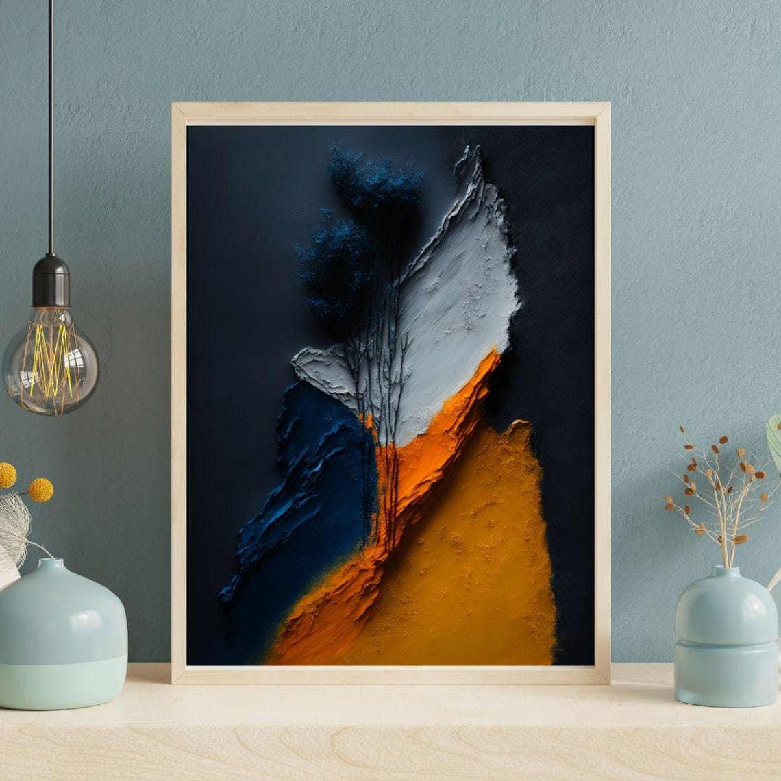 Abstract Landscape Art Modern Minimalist Mountain Scene Bold Color Wall Art Nature Inspired Decor - Image 2