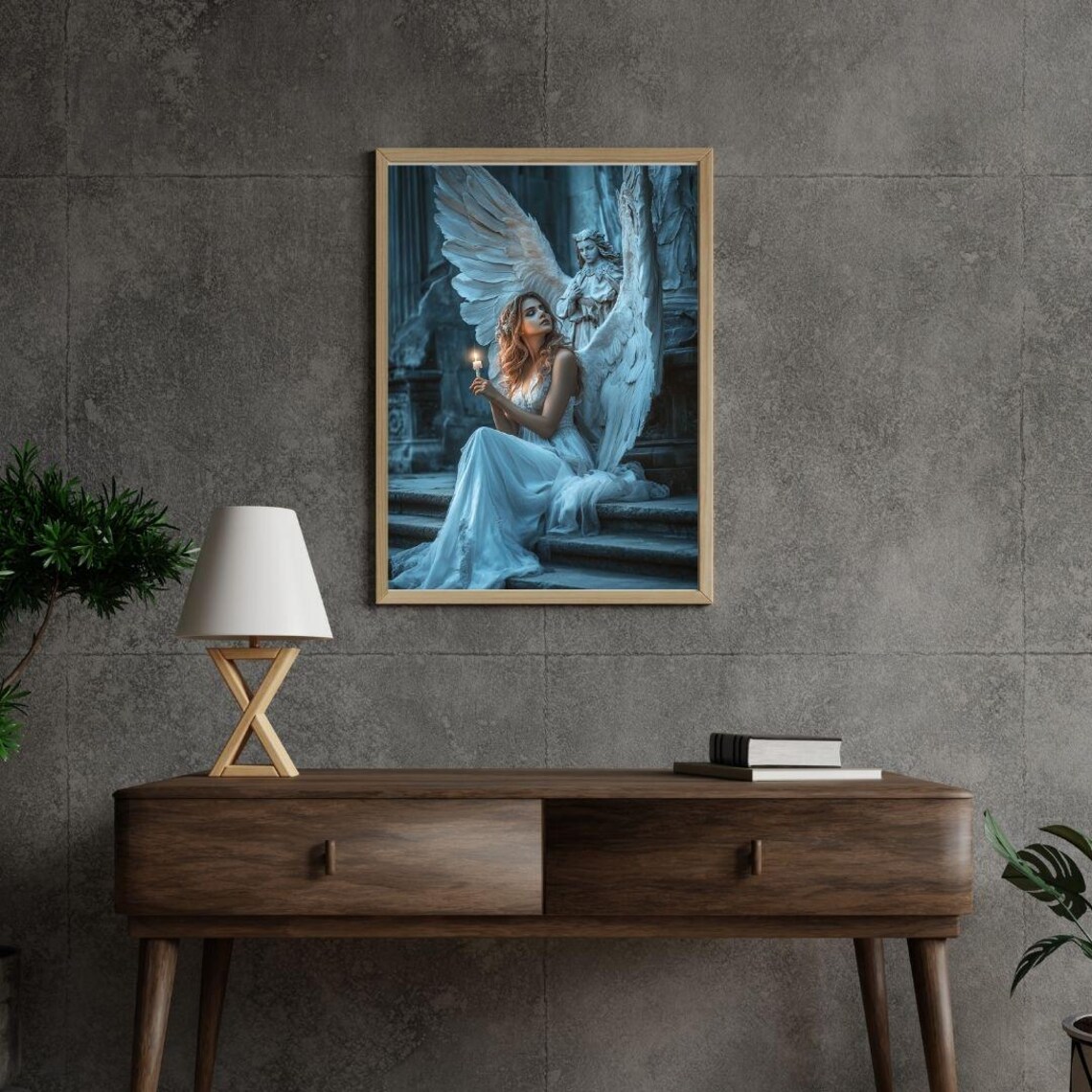 Angelic Guardian Art Print Ethereal Woman With Angel Wings Mystical Fantasy Wall Art For Spiritual And Dreamy Decor - Image 3