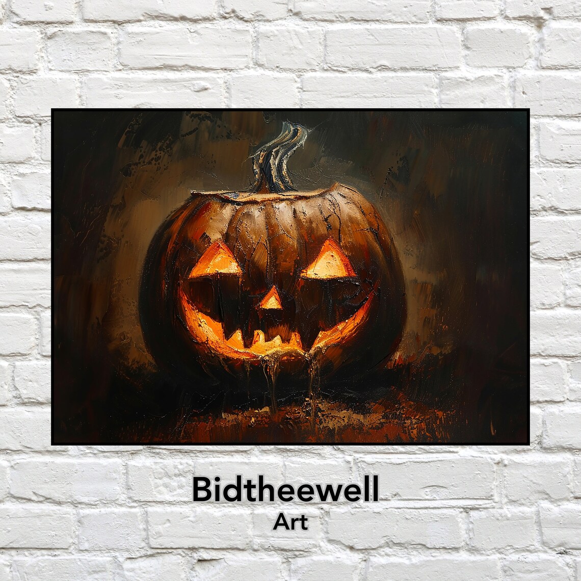 Pumpkin Halloween Art Print, Gothic Darkcore Decor