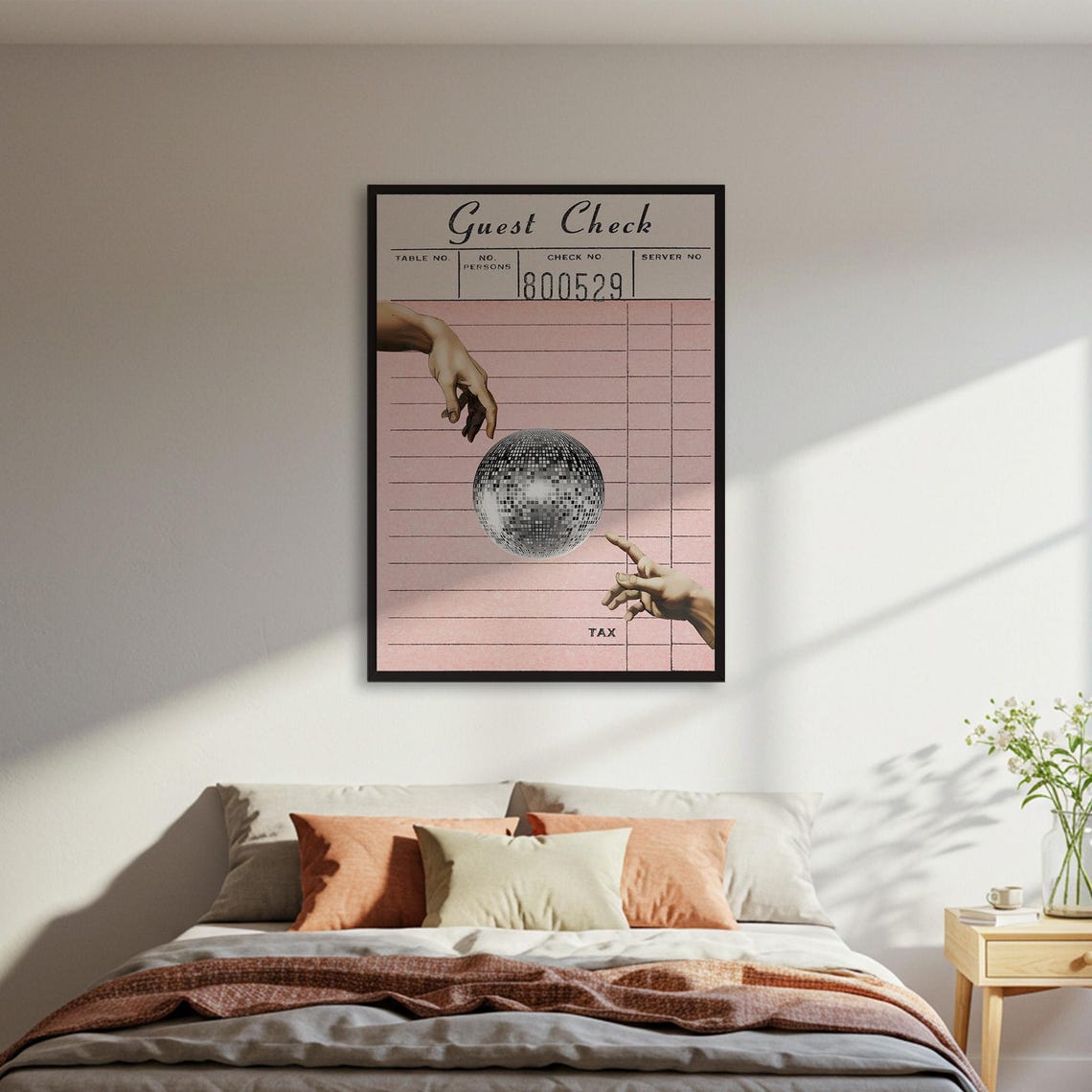 Disco Ball Guest Check Receipt Retro Party Pink Kitchen Poster
