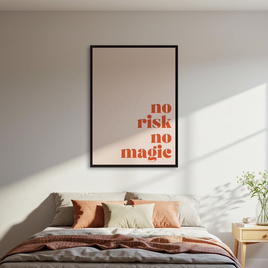 No Risk No Magic Quote, Minimalist Typography Poster