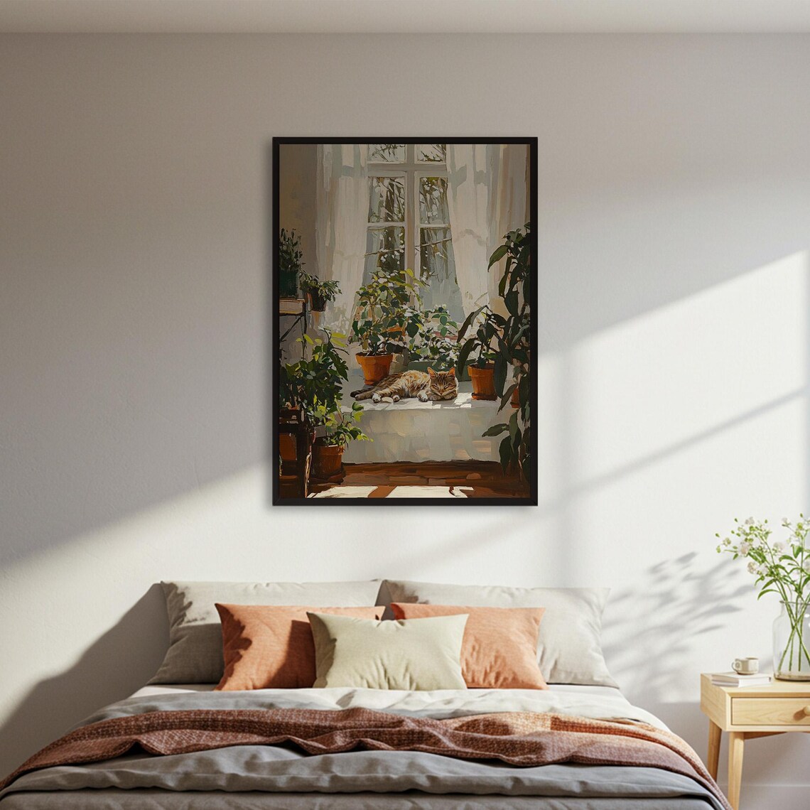 Cat In Sunny Window, Cozy Home Decor