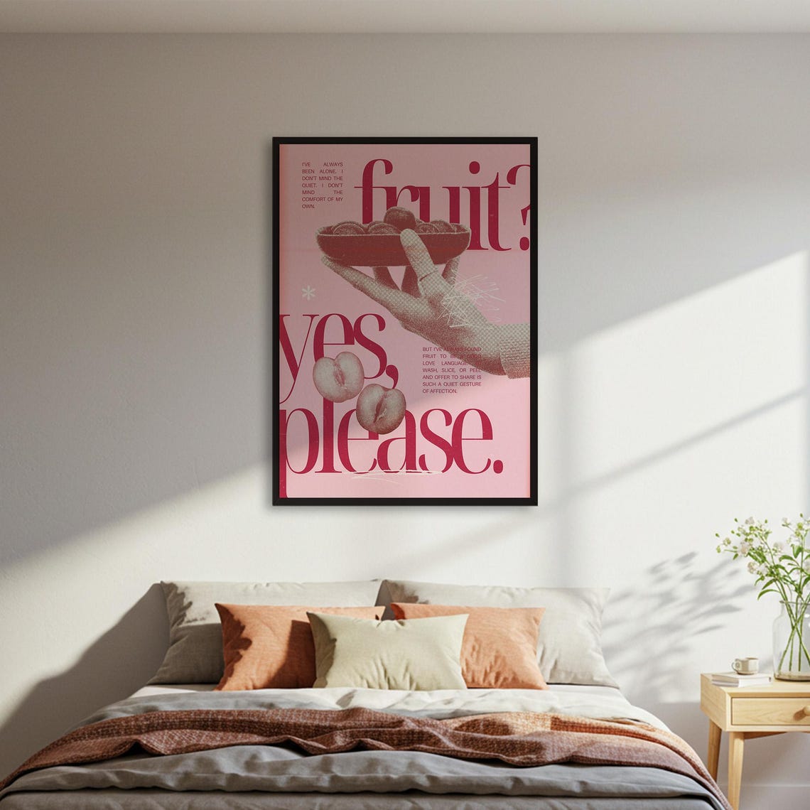 Fruit Yes Please Pink Typography Kitchen Quote Fun Foodie Poster