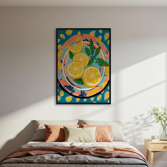 Colorful Lemon Art Print, Kitchen Wall Decor