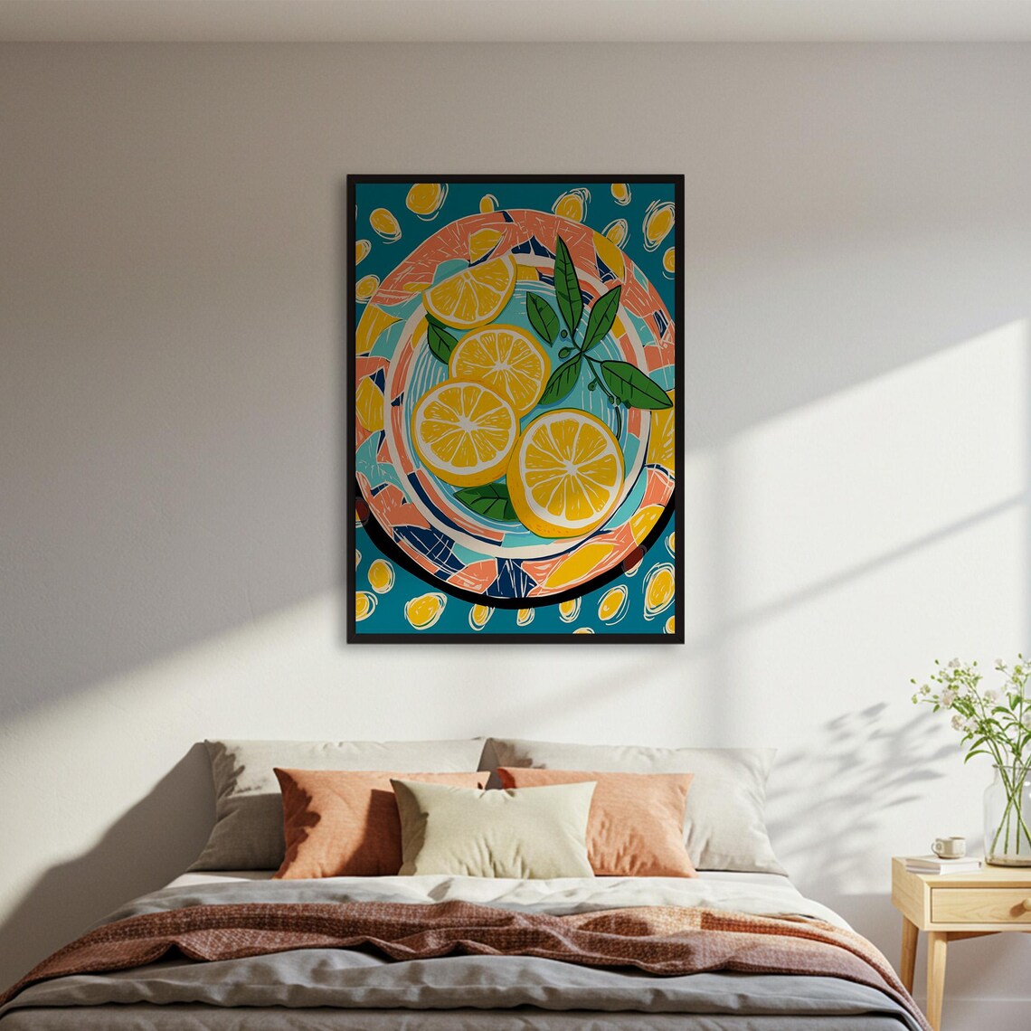 Colorful Lemon Art Print, Kitchen Wall Decor