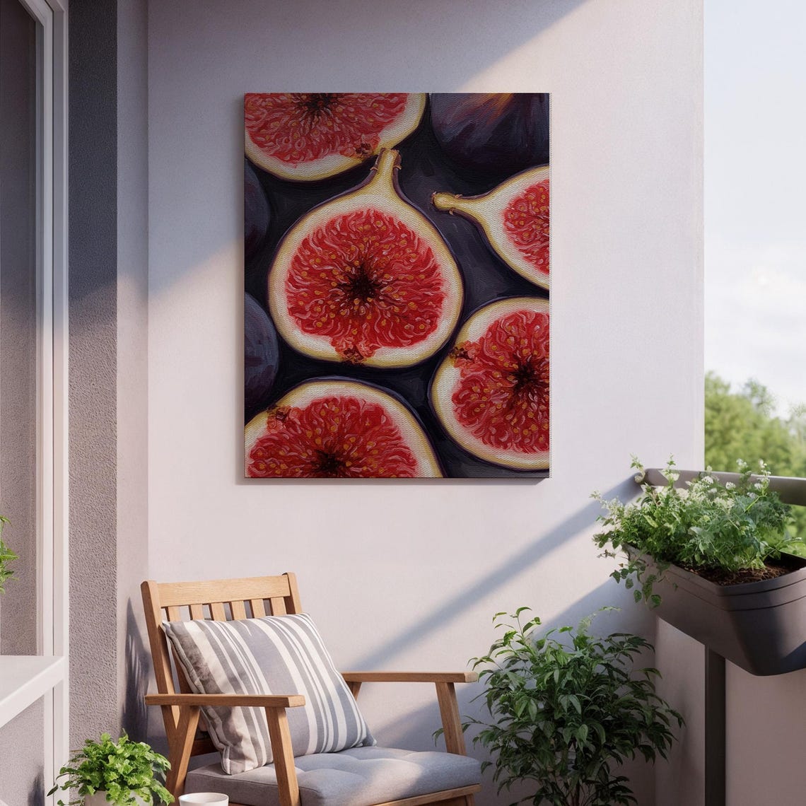 Sliced Red Figs Close Up Moody Fruit Still Life Oil Style Poster - Image 2