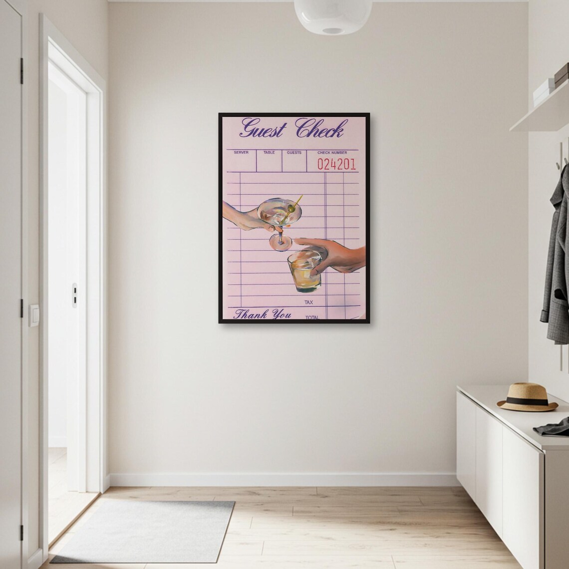 Retro Guest Check Cocktail Toast Vintage Bar Poster - Image 2