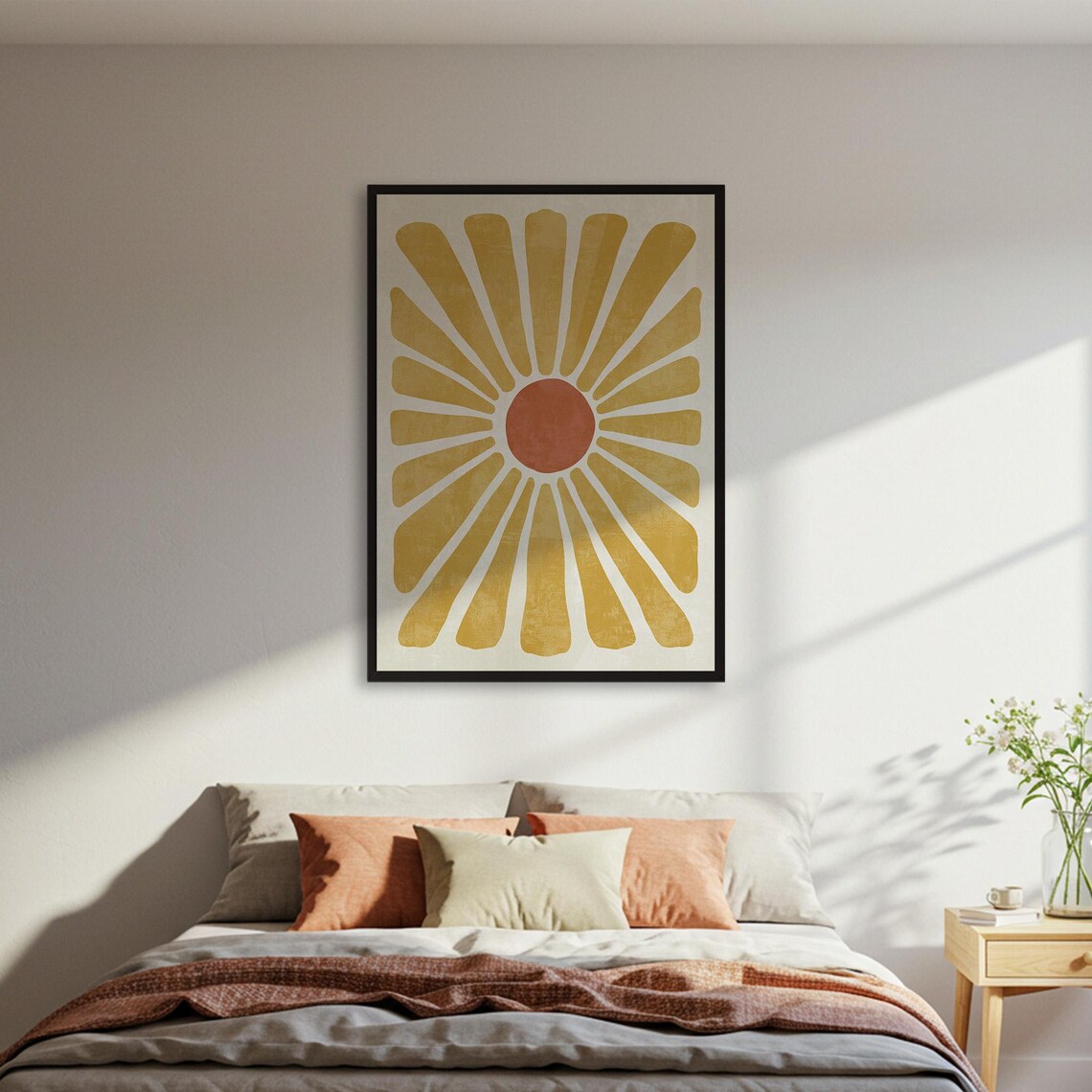 Abstract Sunburst Flower, Modern Minimalist Poster