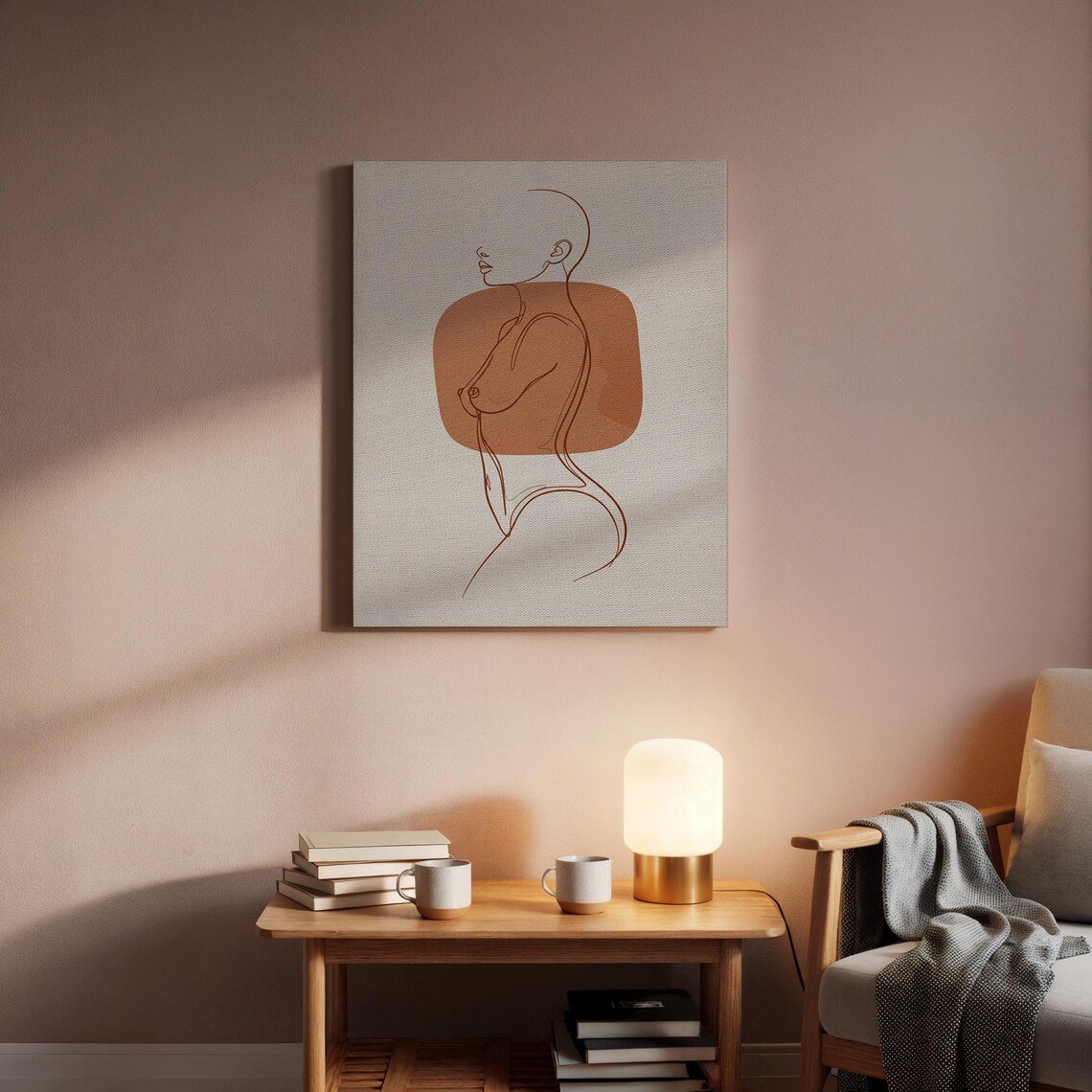 Terracotta Female Figure Line Art Minimalist Woman Body Poster - Image 5