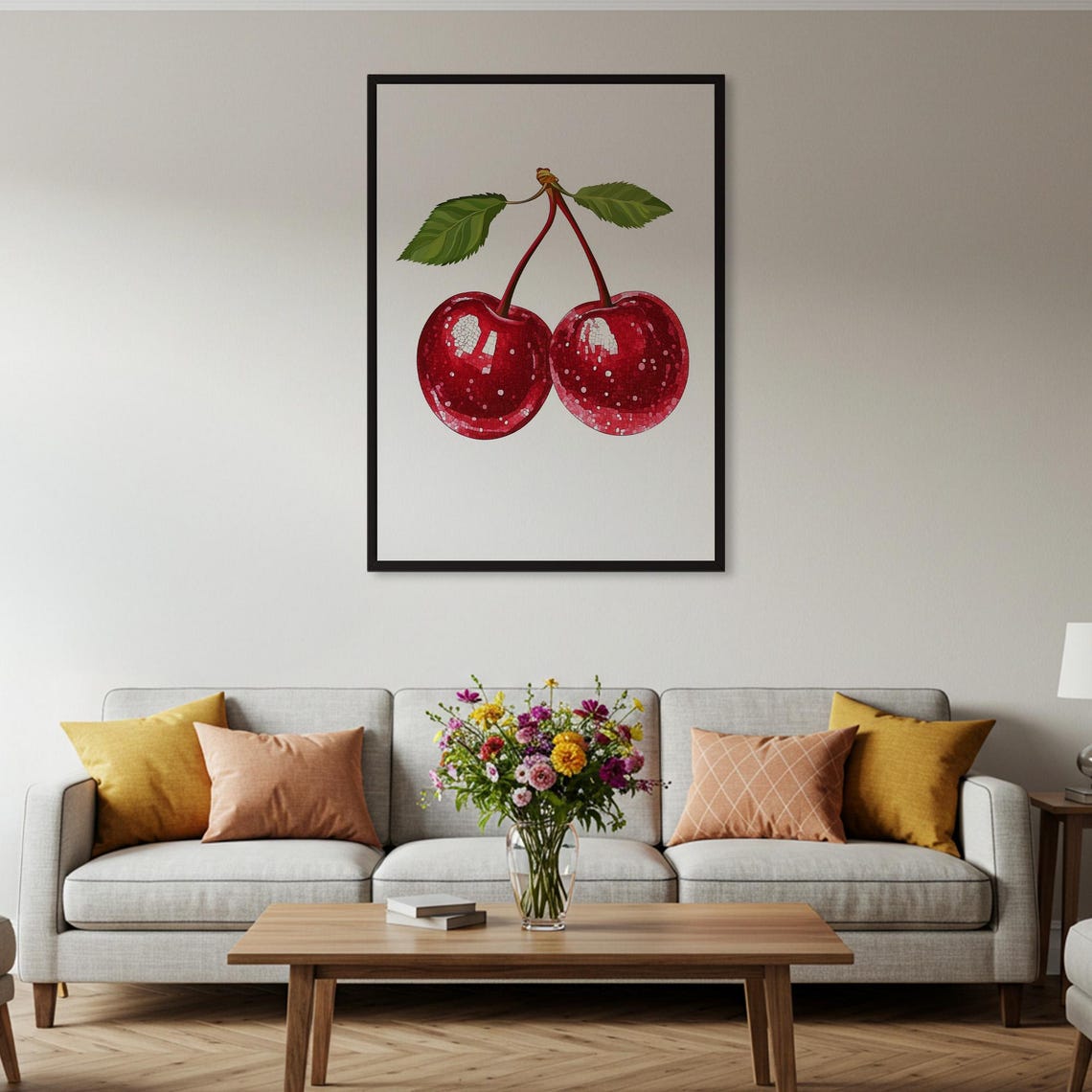 Disco Ball Red Cherries Trendy Fruit Modern Pop Kitchen Art Poster - Image 2