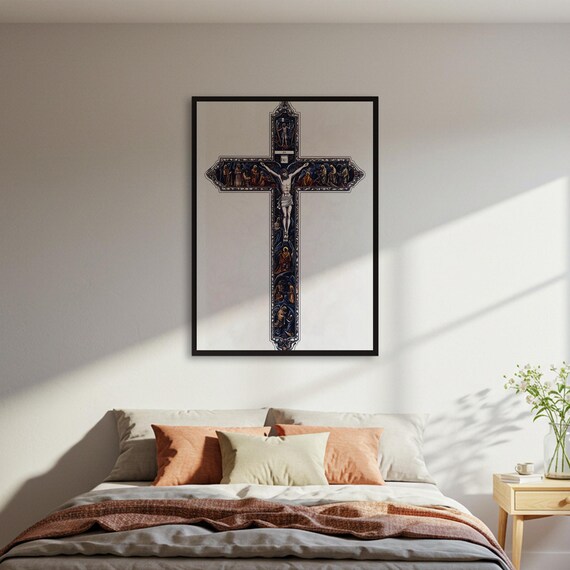 Stained Glass Style Crucifix Cross Jesus Religious Art Poster