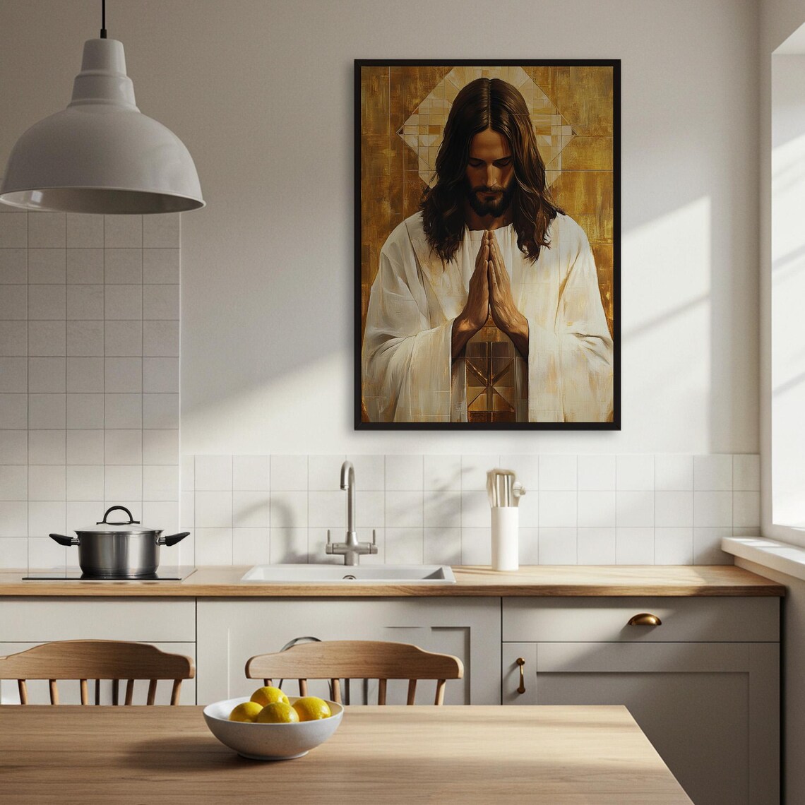 Jesus Praying Painting, Spiritual Christian Art Print - Image 4
