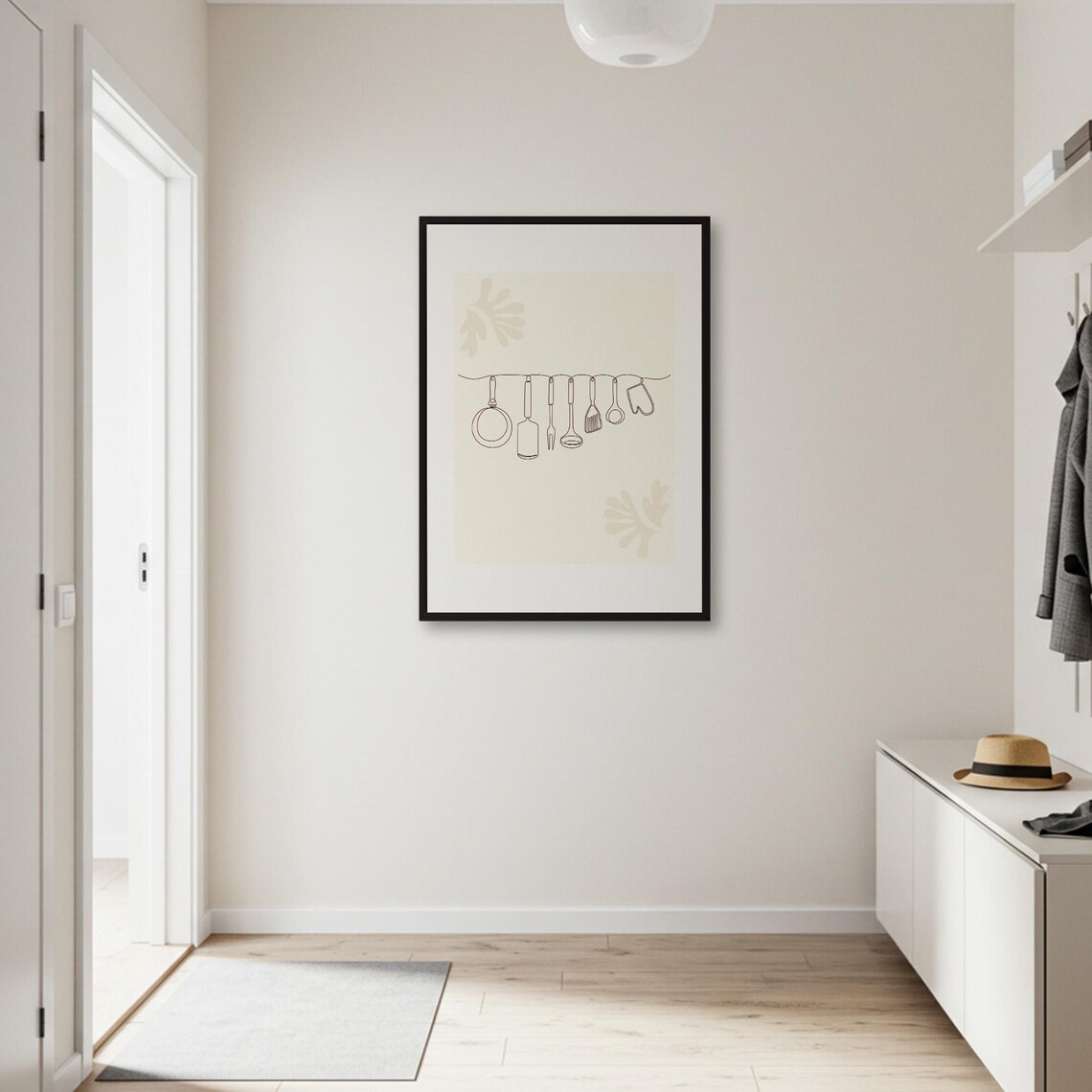 Kitchen Utensils Line Art, Minimalist Cooking Decor - Image 2