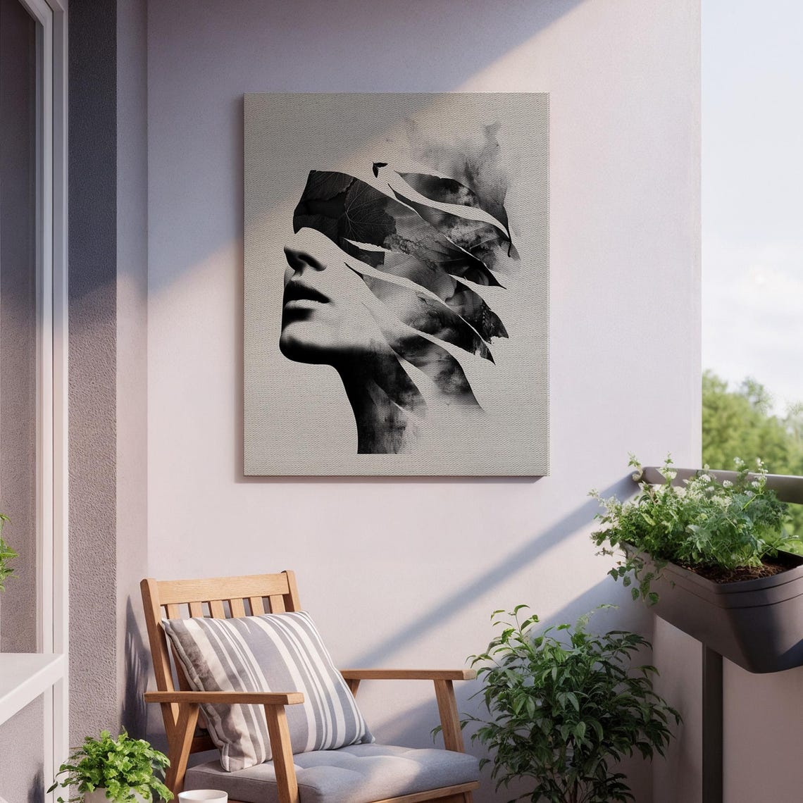 Woman Face Profile Dissolving Into Black Ink Brushstroke Art Poster - Image 2
