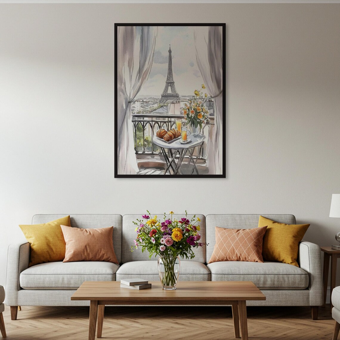 Paris Balcony View, Watercolor Cityscape Art Print - Image 4