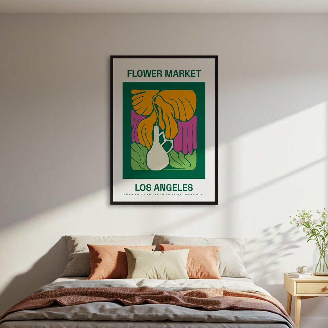 Flower Market Los Angeles Leafy Vase Green Botanical Nature Poster
