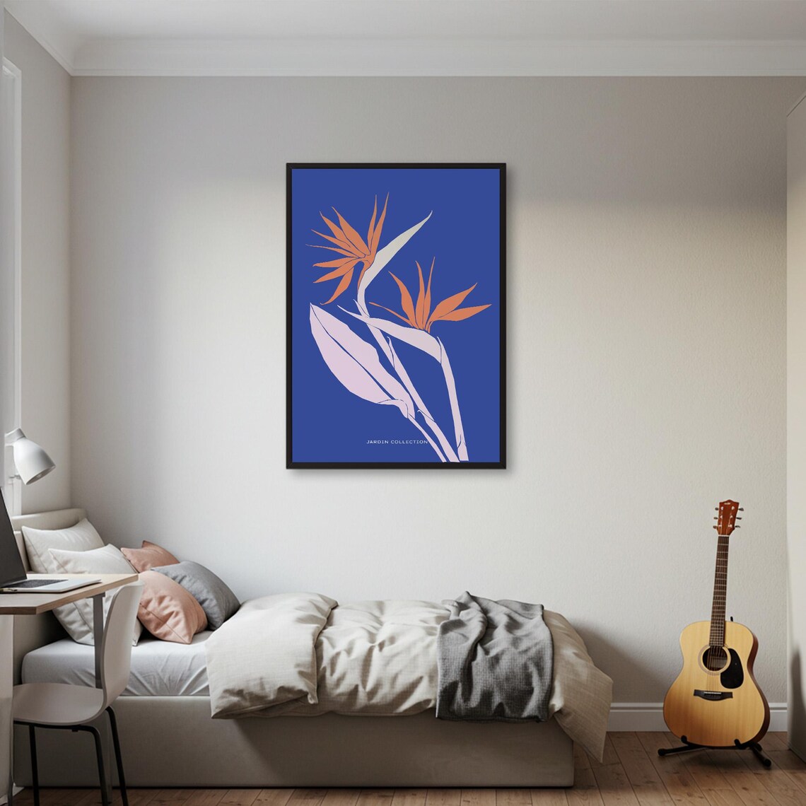 Bird of Paradise Flowers on Navy Blue Botanical Jardin Art Poster - Image 2