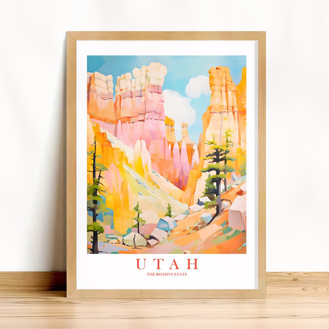Bryce Canyon Utah The Beehive State Retro Landscape Travel Poster