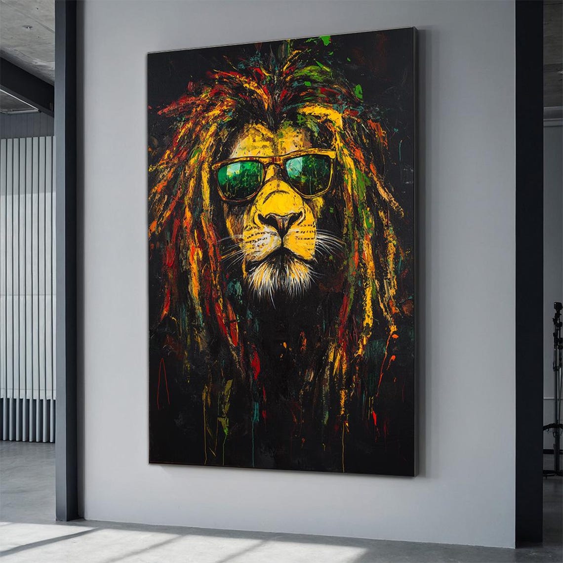 Hippie Lion With Sunglasses Colorful Dreadlock Mane Pop Art Poster