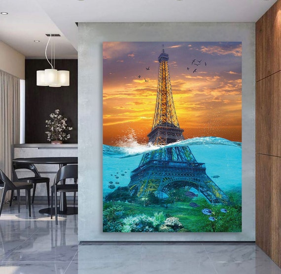 Eiffel Tower Surrealism Painting Eiffel Tower Art Wall Decor Surreal Print Artistic Painting