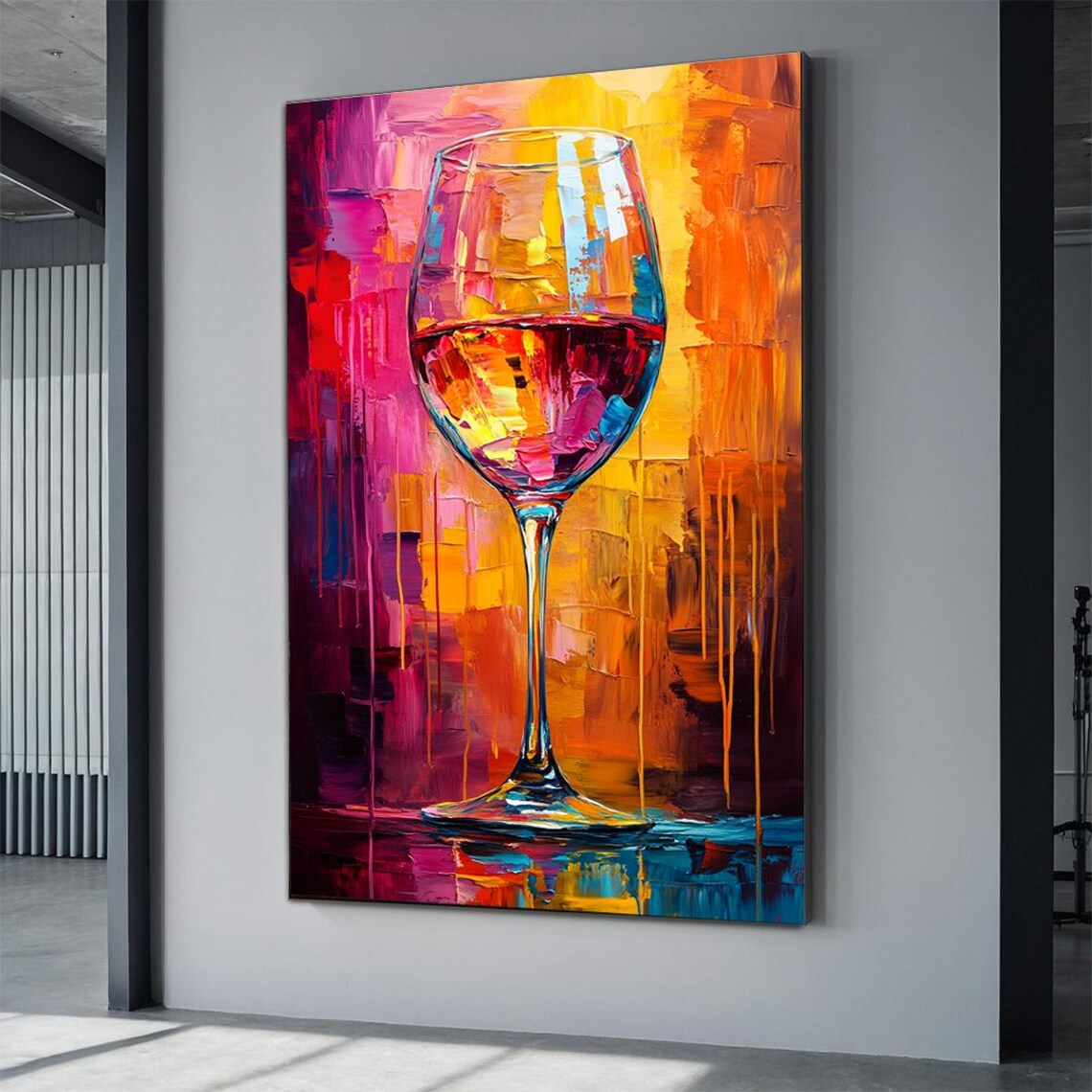 Colorful Wine Glass Abstract Wine Lover Gift Art Print