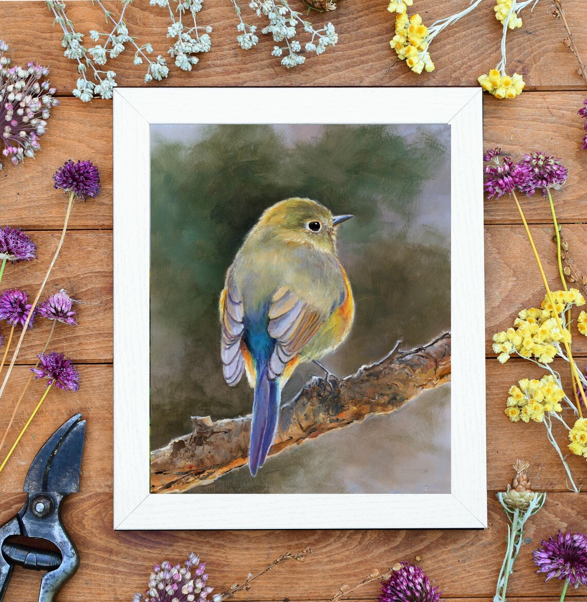 Colorful Songbird Perched on a Branch Oil Painting Bird Poster - Image 3