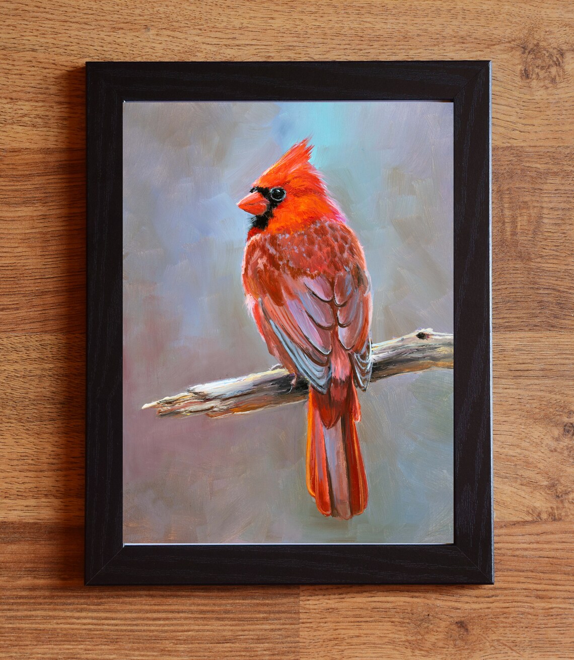 Cardinal Bird Oil Painting Art Print, Wildlife - Image 2