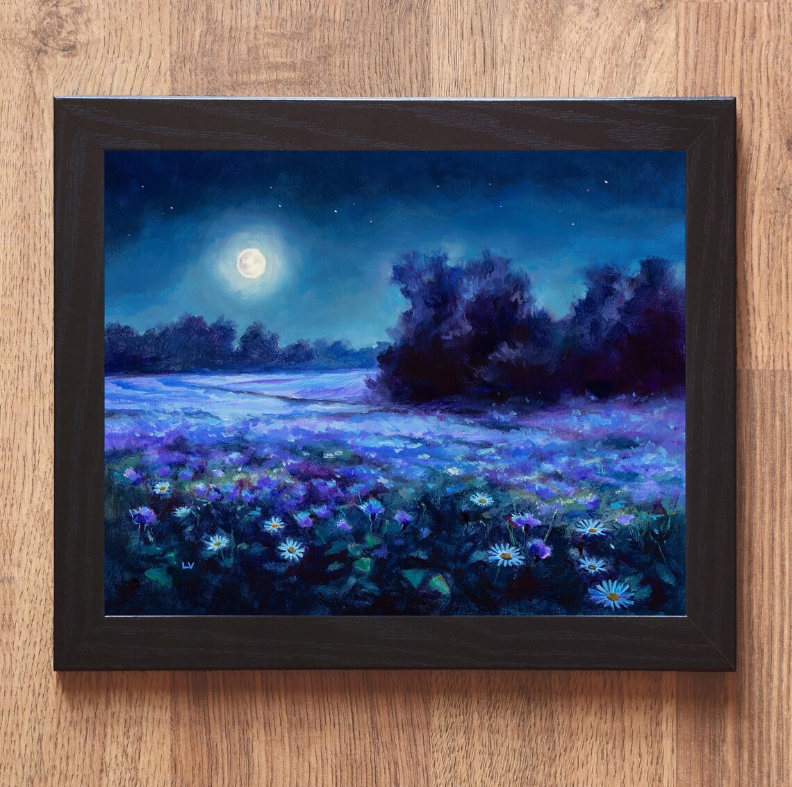 Nocturne Landscape, Night Flower Field Art Print - Image 5