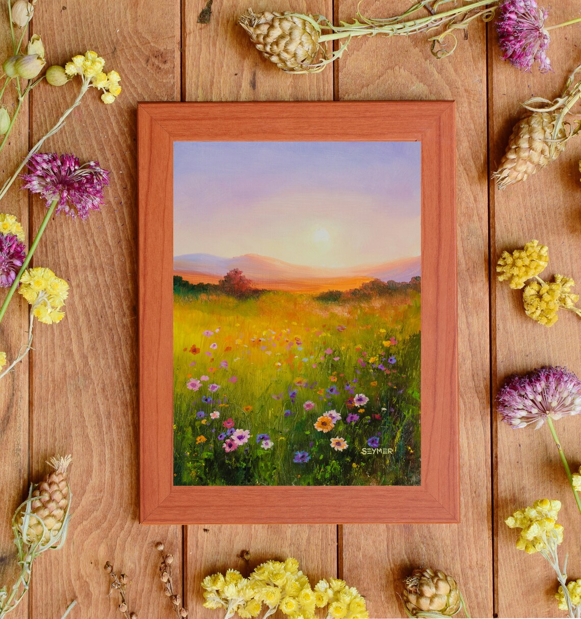 Meadow Landscape Oil Painting, Rustic Farmhouse Art Print - Image 4
