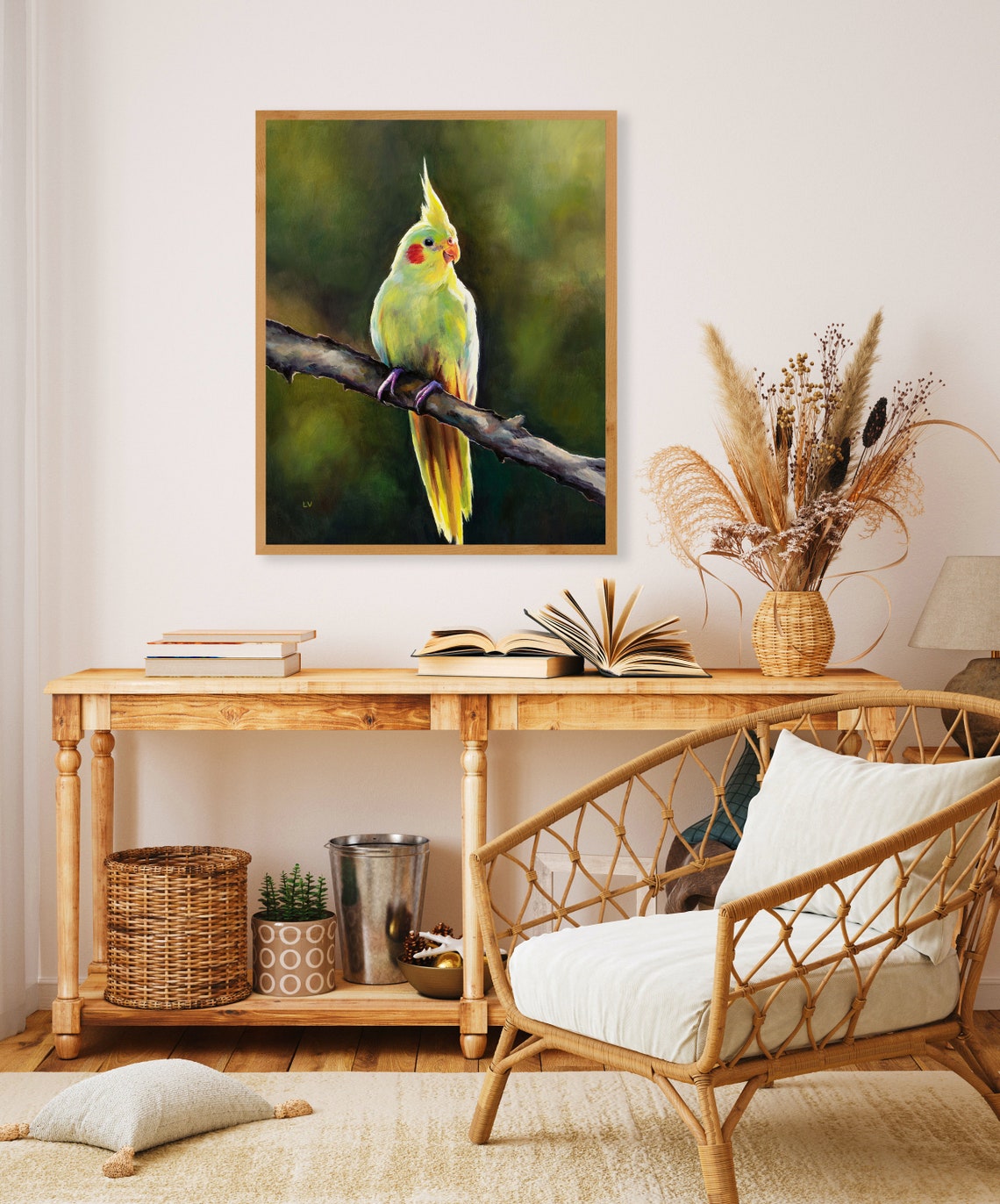 Yellow Cockatiel Art Print Cockatoo Painting Poster Australian Birds Wall Art Bathroom Exotic Bird Portrait Wildlife Cockatiel Owner Gift - Image 5