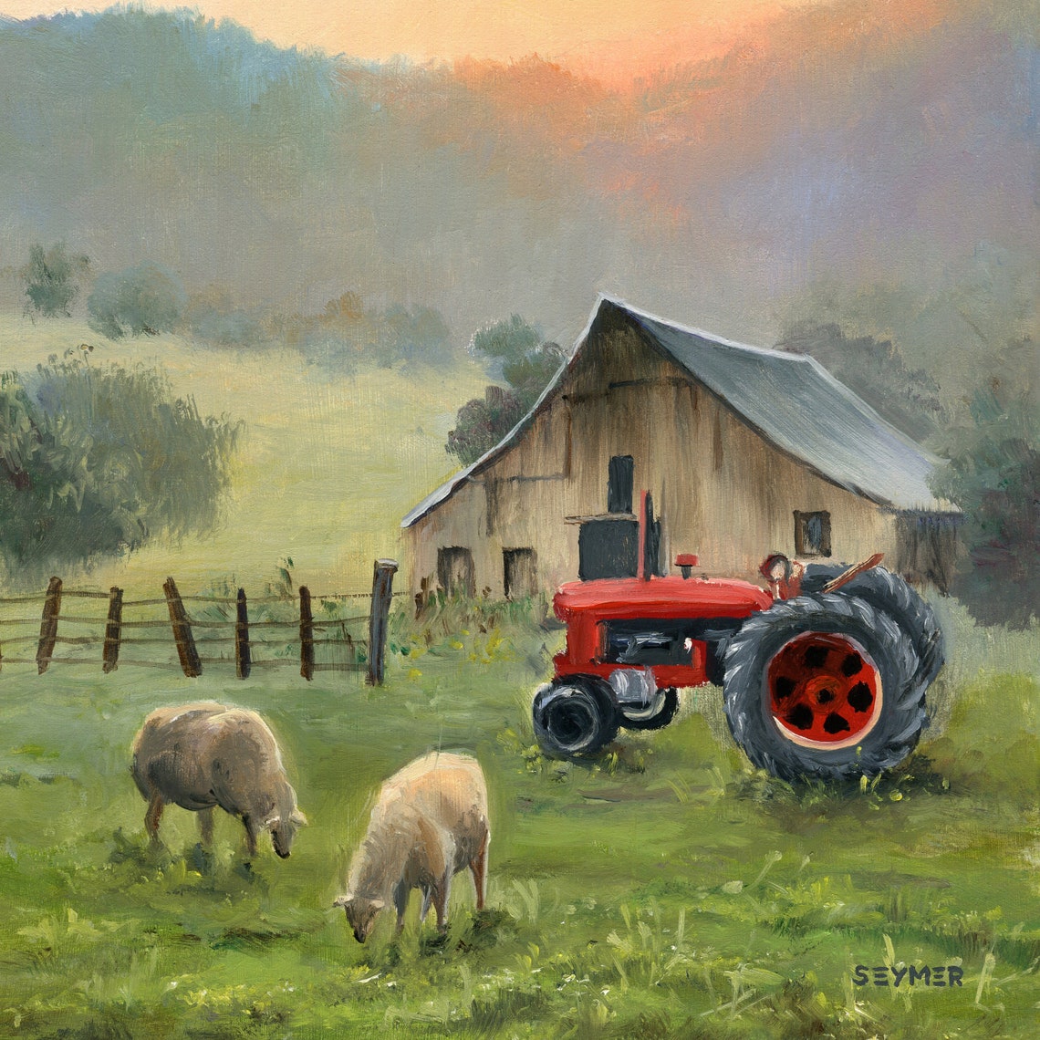 Farm Painting Country House Original Barn Landscape Art Rural Life Artwork Art Farmhouse Wall Art Decor Framed Painting Country Folk