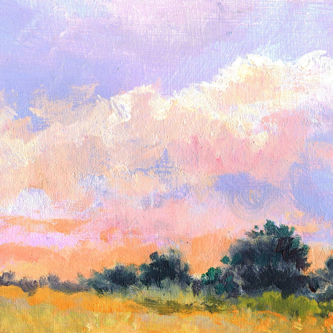 Countryside Painting Original Path Trees Clouds Artwork Alabama Landscape Oil Painting Summer Scene Mini Art Framed Cabin Decoration - Image 3