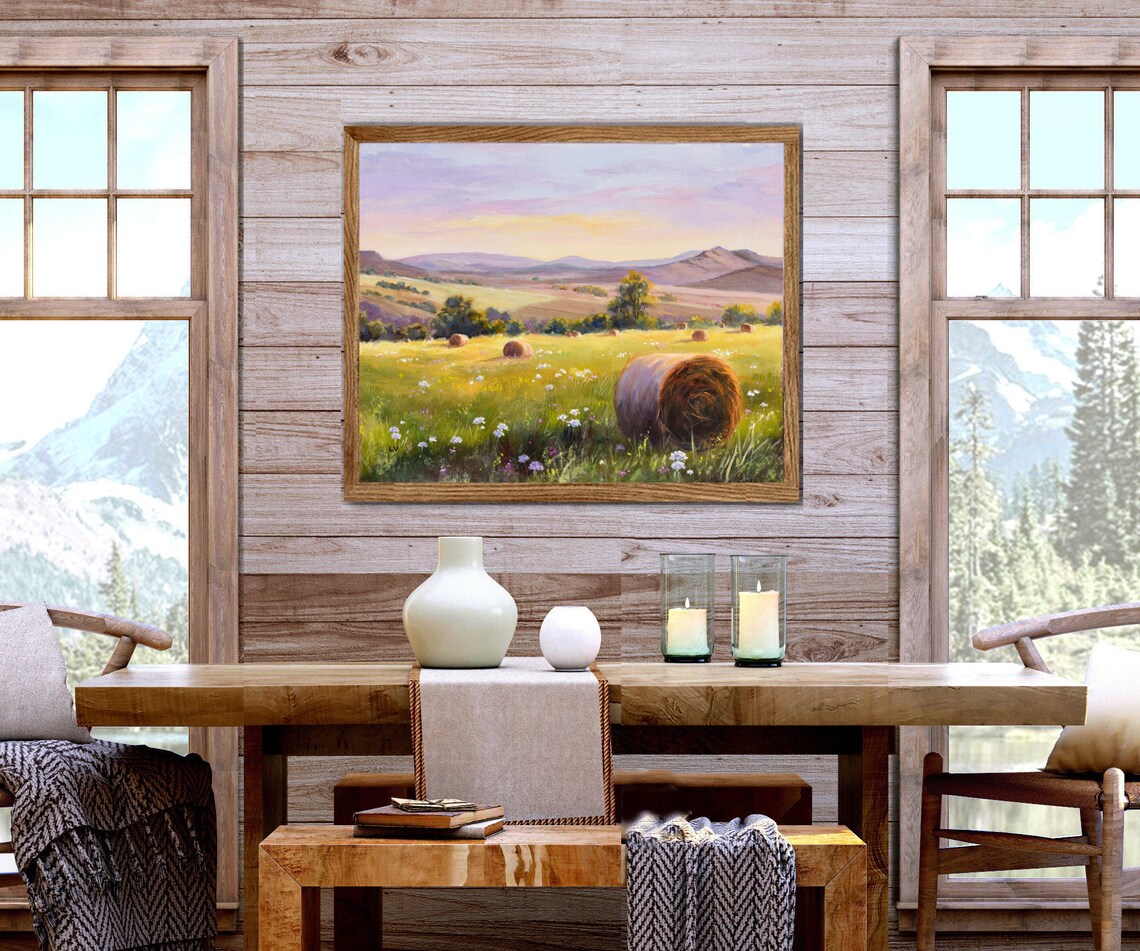 Round Straw Bales Rural Farm Scene Art Print - Image 5