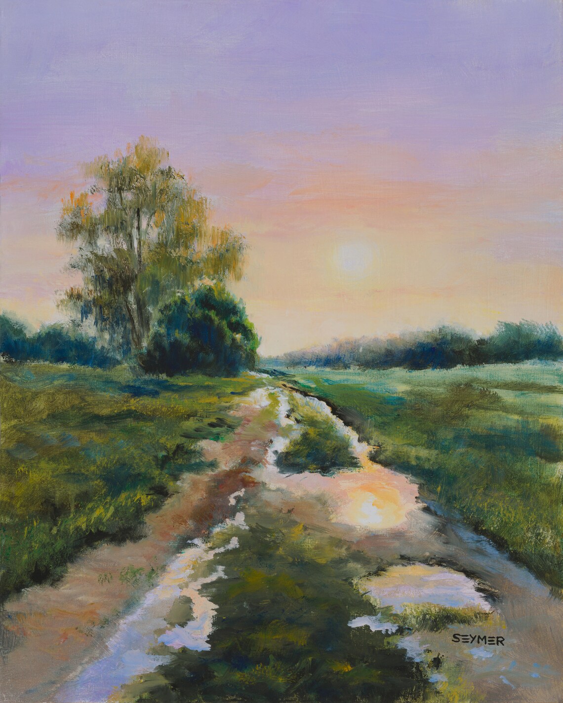Sunset Country Road After Rain Landscape Oil Painting Poster - Image 6
