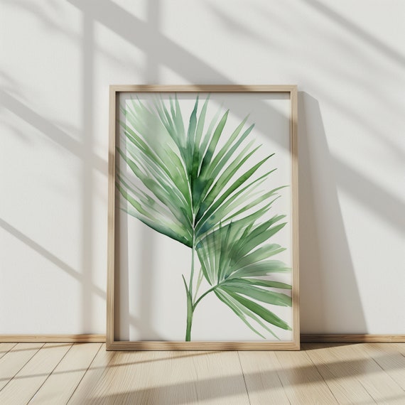 Watercolor Tropical Fan Palms Wall Art Print Vibrant Palm Leaf Decor For Living Room Bedroom Tropical Home Decor