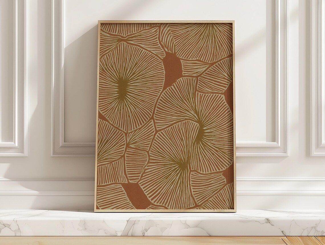 Abstract Floral Line Art Print, Mid-Century Bloom