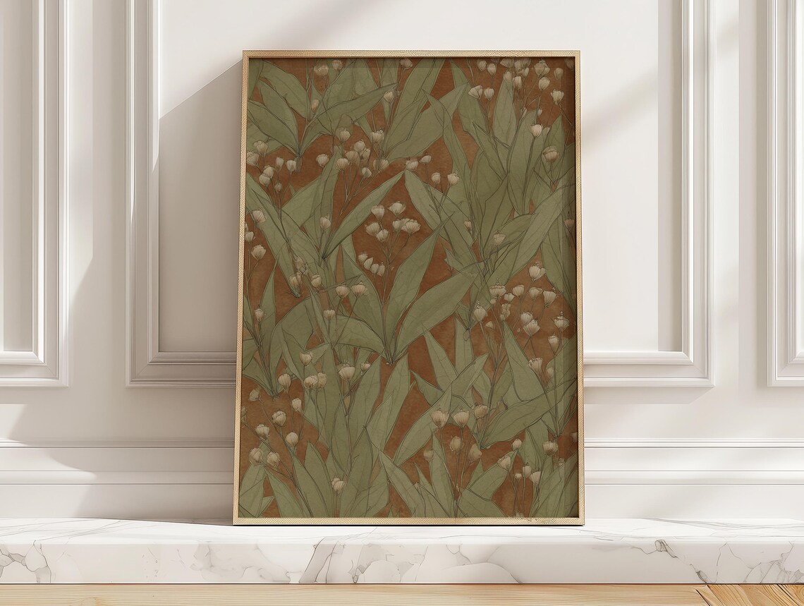 Earthy Sage Green Wildflower Field Art Print
