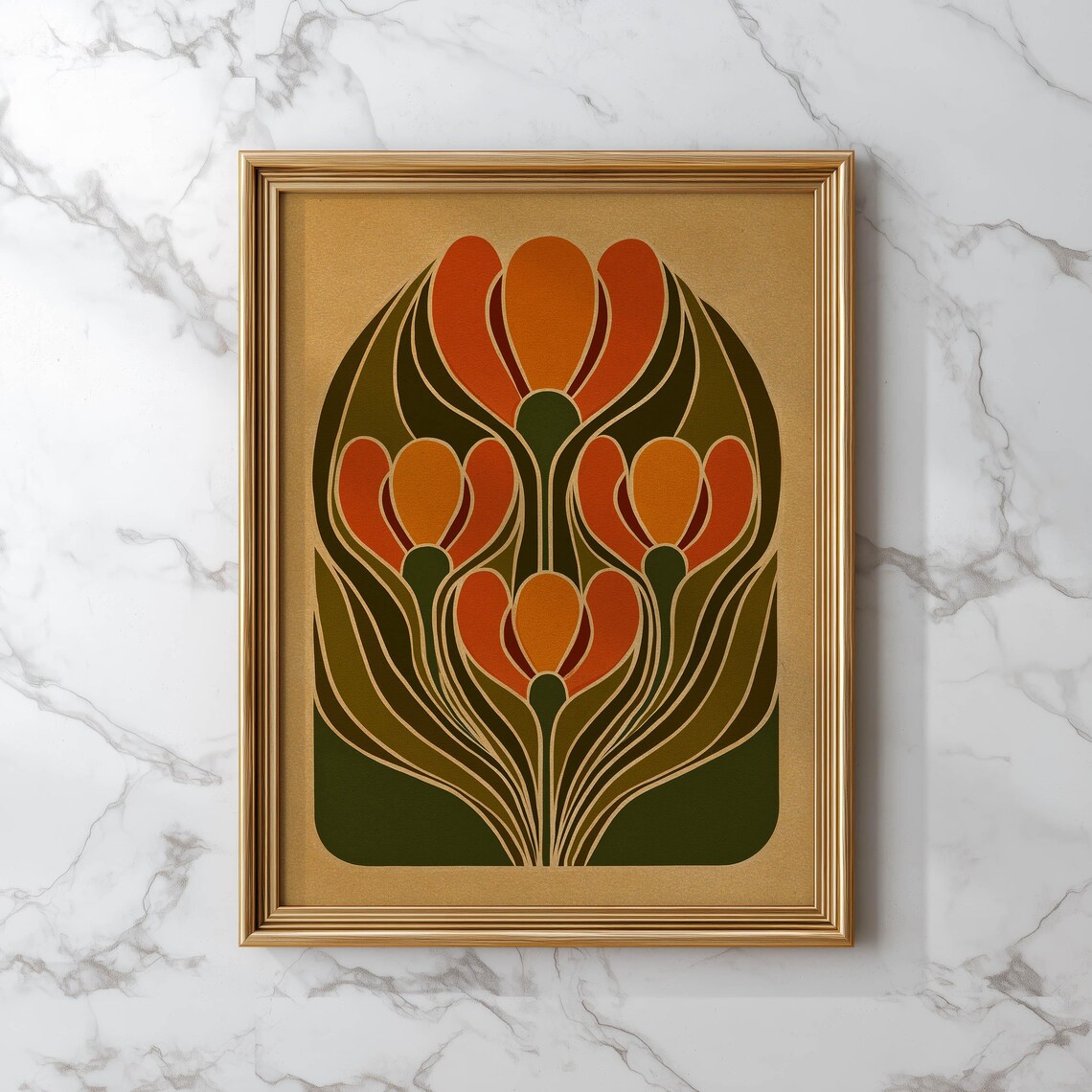 Retro Tulip Art Nouveau Floral Art Print