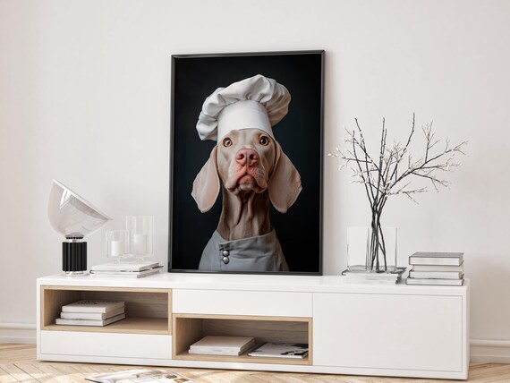 Chef Dog Wall Art Funny Kitchen Decor Whimsical Pet Portrait Animal Poster For Lovers And Cooking Enthusiasts