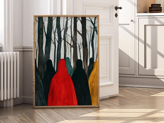 Maximalist Wall Art Dark Abstract Forest Poster Moody Print For Modern Eclectic Home Decor