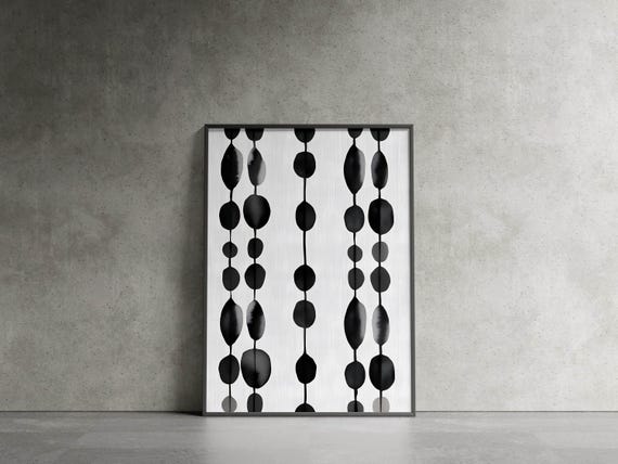 Black Dot Vertical Strand Scandinavian Zen Japandi Art Poster