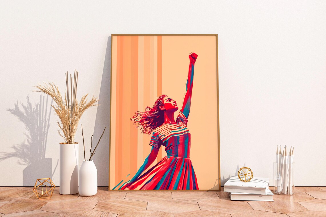 Woman Raising Fist Retro Pop Art Feminist Empowerment Poster
