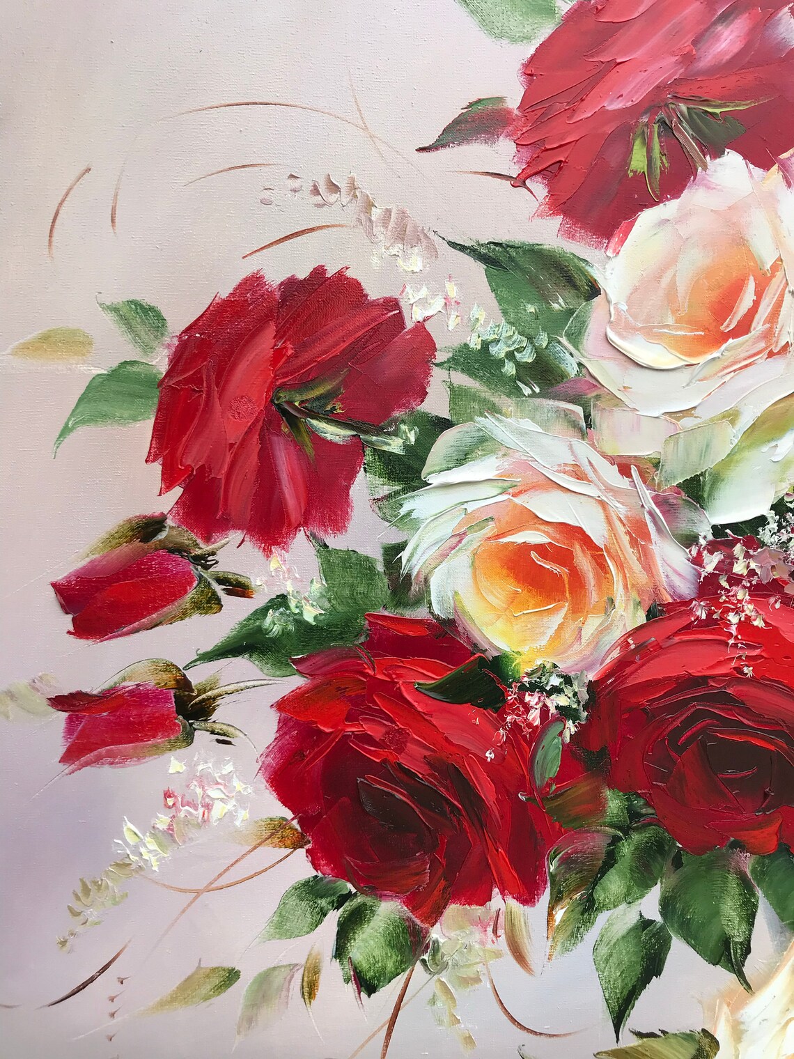 Rose Oil Painting, Floral Bouquet Wall Art Print - Image 3