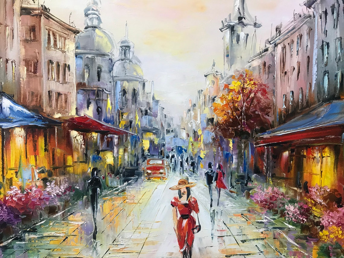 Vibrant Cityscape Painting Original French Street Scene Painting Paris Cafe Art Parisian Painting Paris Artwork Parisian Wall Art - Image 2