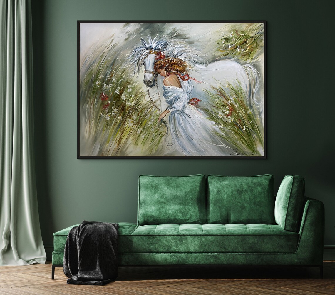 Horse and Girl Painting, Equestrian Art Print - Image 2